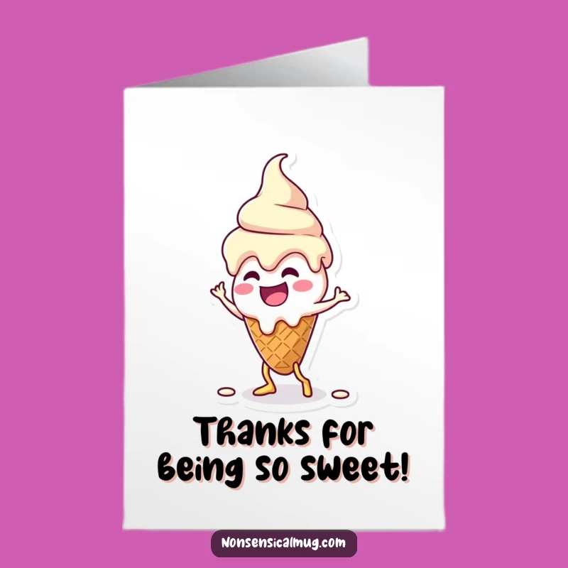 Free Printable Thank You Card: Dancing Melting Ice Cream, Sweet Funny Gift