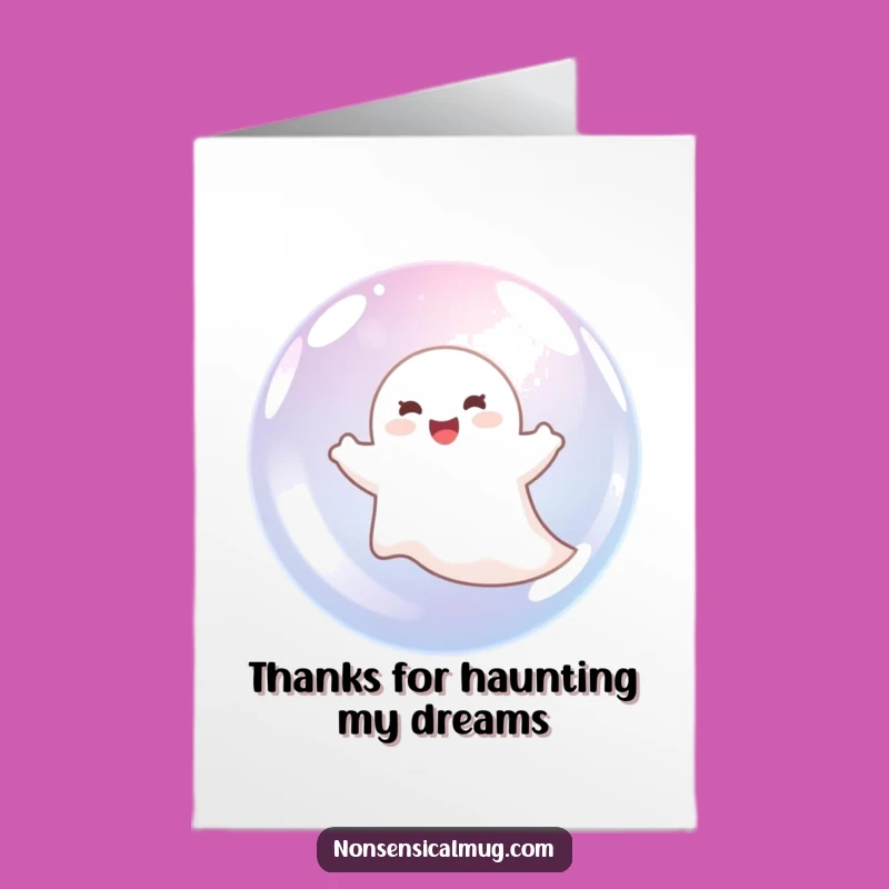 Free Printable Thank You Card: Ghost in Bubble Funny Downloadable Gratitude