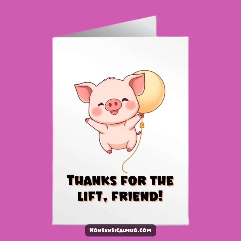 Free Printable Kawaii Piggy Balloon Thank You Card - Heartfelt Downloadable Gift