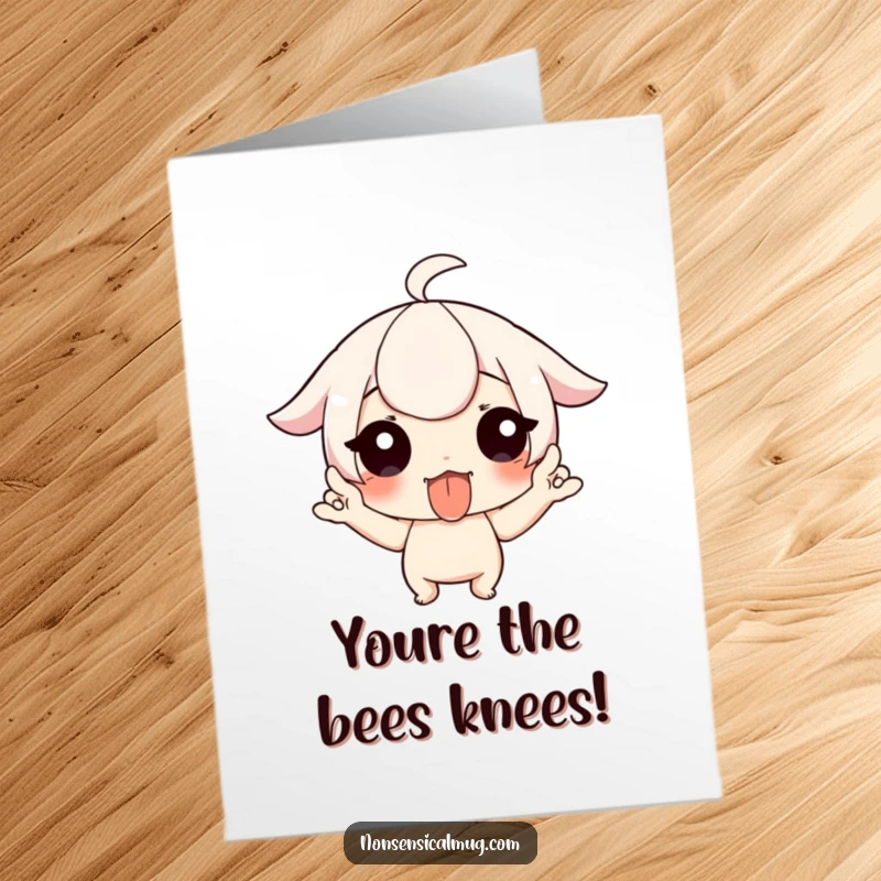 Funny Free Printable Thank You Card showing a character sticking out their tongue and wiggling fingers, expressing gratitude.
