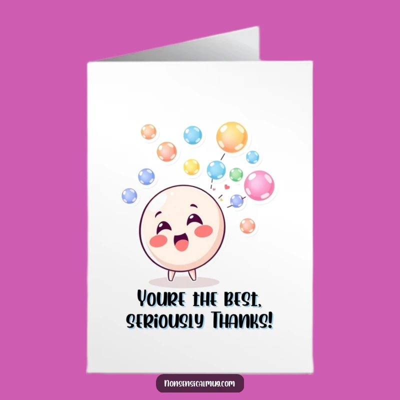 Free Printable Bubble Character Thank You Card: Funny Downloadable for Expressing Gratitude