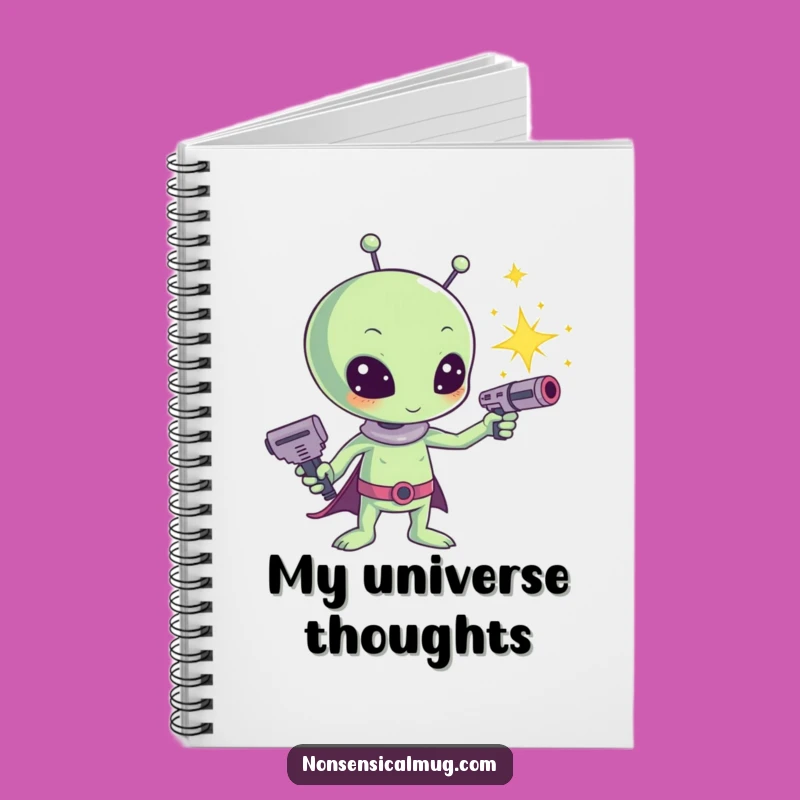 Funny Kawaii Alien Sparkle Ray Gun Notebook - Cute Sci-Fi Journal, Perfect Funny Gift for Writers