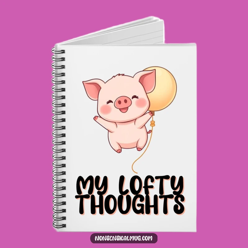 Funny Kawaii Piglet Balloon Notebook - Cute Flying Pig Journal, Perfect Funny Gift for Writers