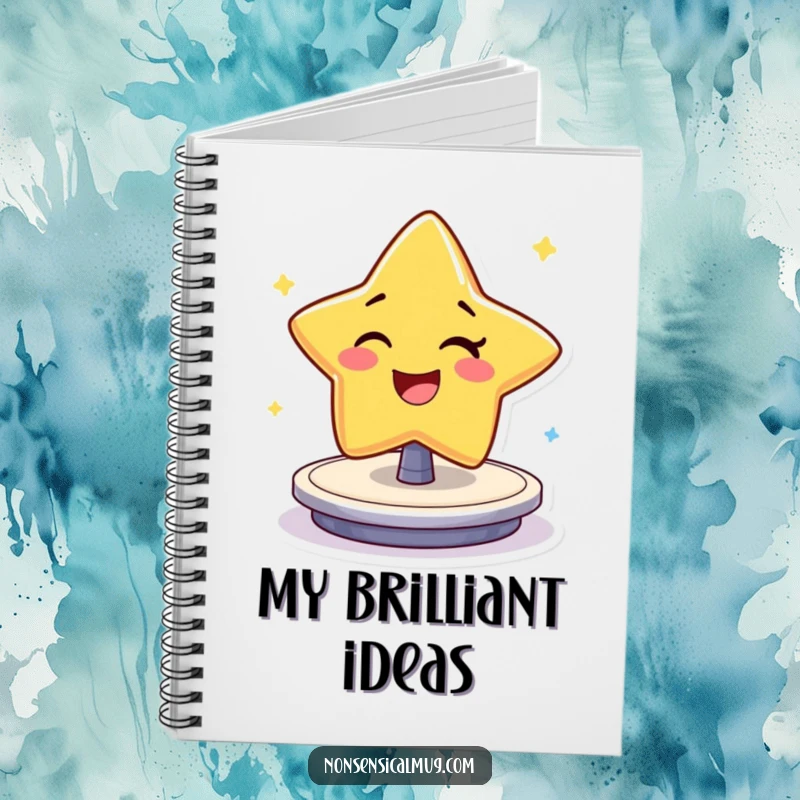 Funny Notebook: Cheerful star character winking and spinning, inspiring creative writing and note-taking.