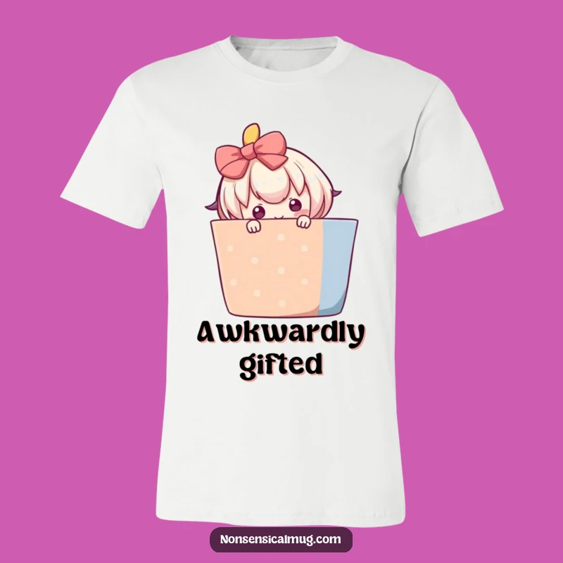 Funny Shy Gift Peeker T-Shirt - Adorable Character Art Tee, Perfect Funny Gift