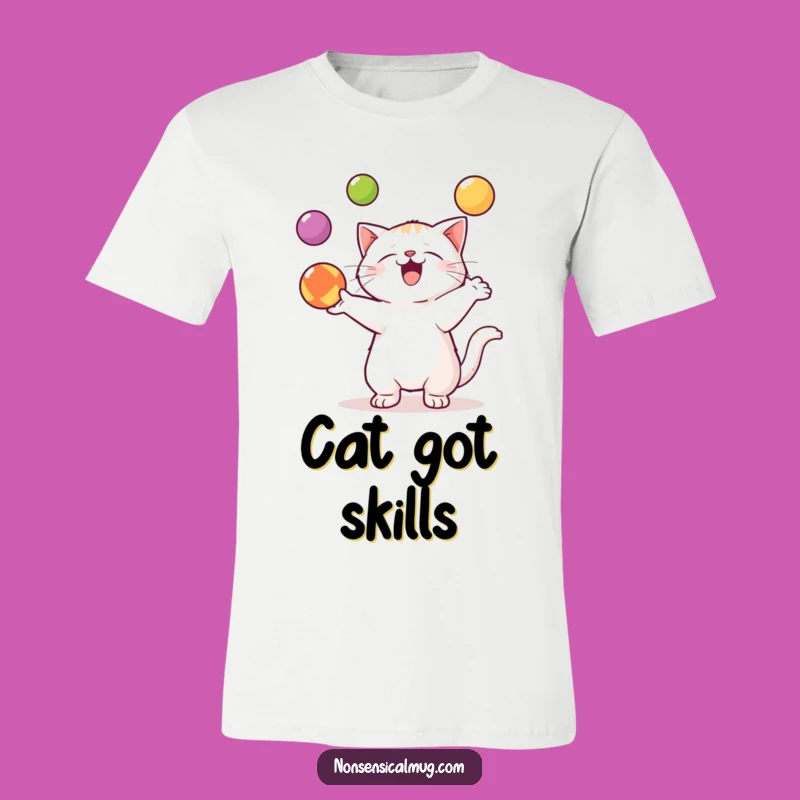 Funny Kawaii Cat T-Shirt: Show Off Your Skills with This Juggling Feline Tee