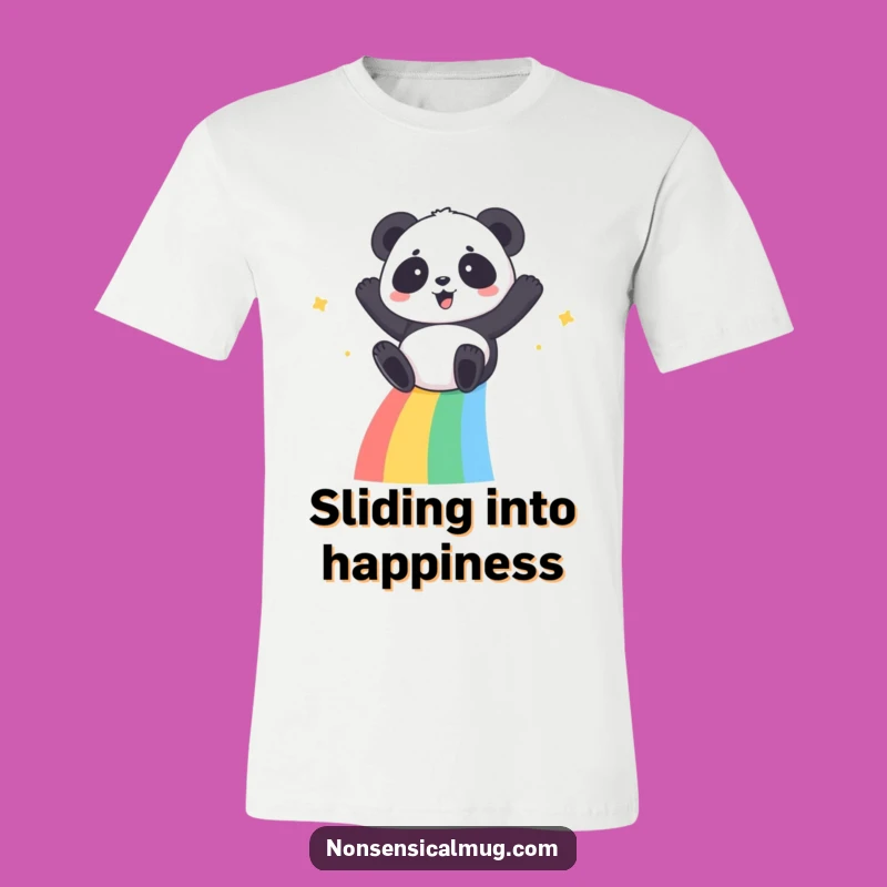 Kawaii Panda Rainbow T-Shirt: Joyful Sliding Panda Tee, Ideal Funny Gift!