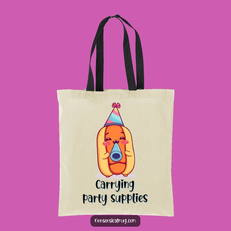 Funny Party Hot Dog Hat Noisemaker Tote Bag - Carry Your Fun, Hilarious Gift
