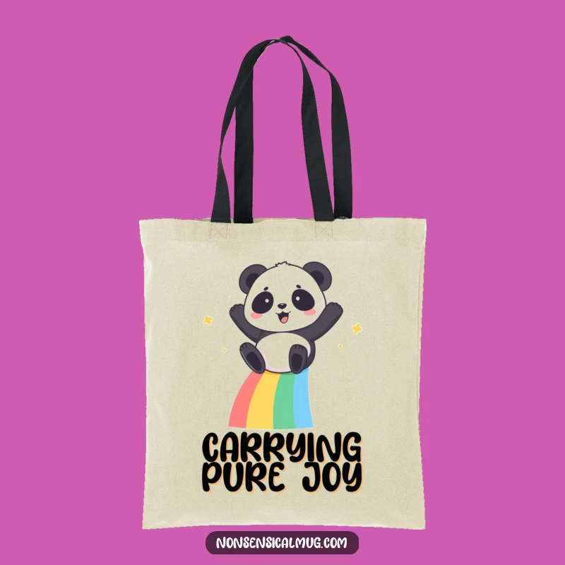 Kawaii Panda Rainbow Tote Bag: Joyful Sliding Panda Bag, Chic Funny Gift!