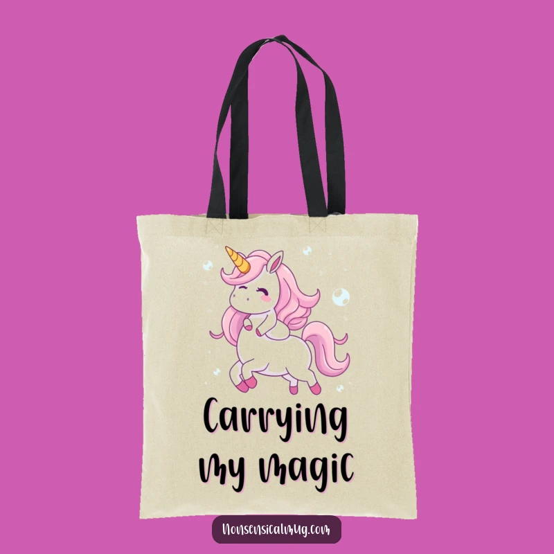 Funny Bubble Unicorn Tote Bag - Giggling Character's Whimsical Carryall - Quirky Gift