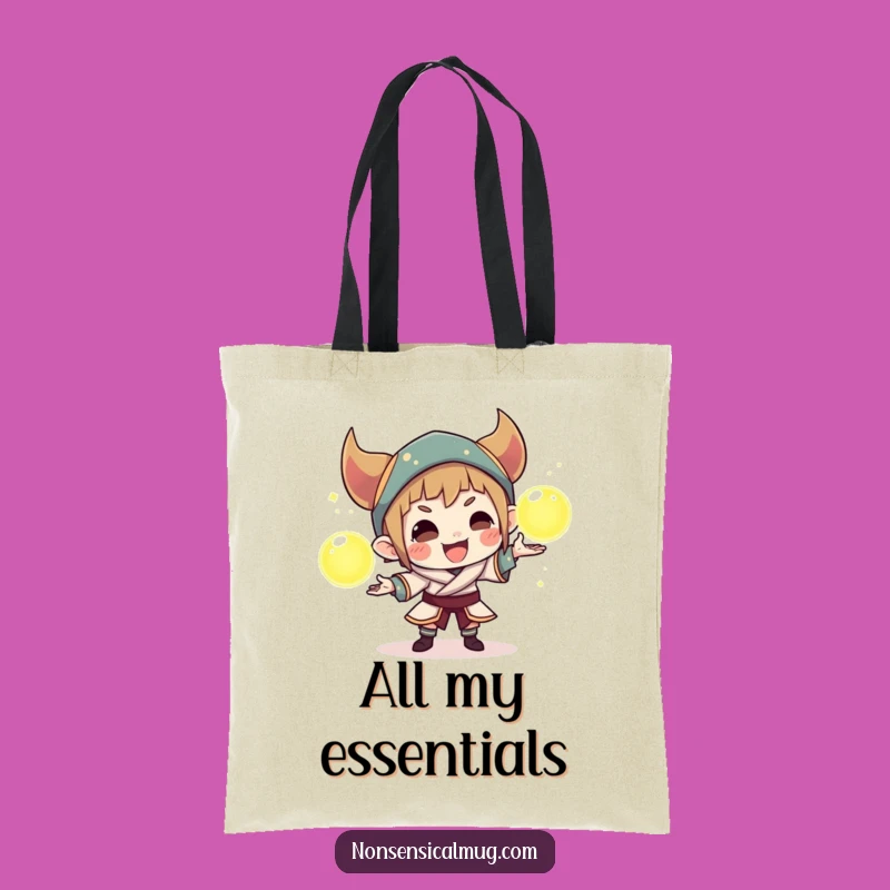 Funny Mischievous Character Tote Bag: Carry Your Magic with This Orb Juggling Accessory