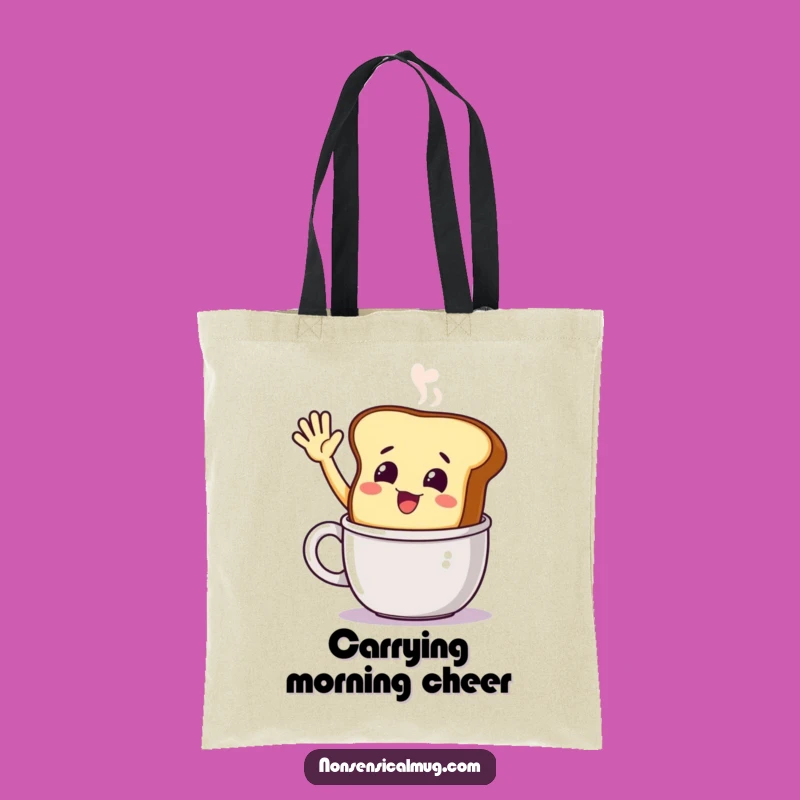 Funny Smiling Toast Tote Bag: Carry Your Morning Smiles!