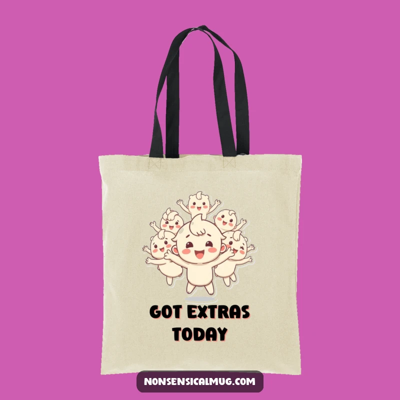 Funny Bouncing Copies Tote Bag - Happy Character's Multiplied Carryall - Quirky Gift