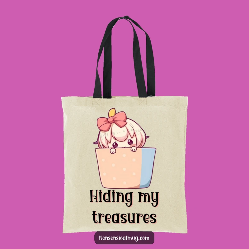 Funny Shy Gift Tote Bag - Adorable Character Art Carry-All, Funny Gift
