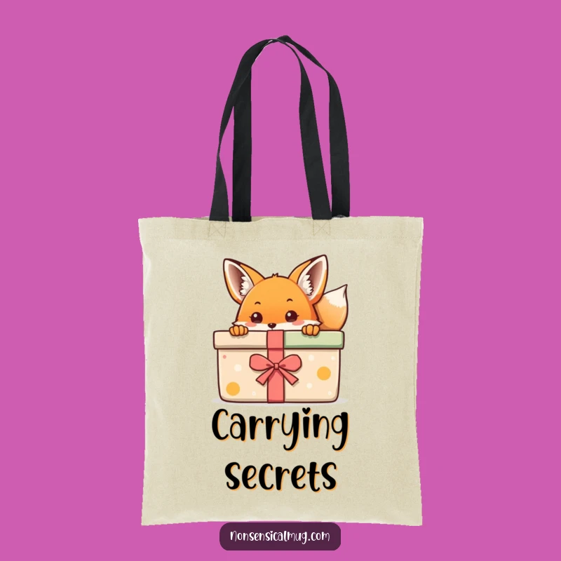 Kawaii Fox Gift Tote Bag: Cute Peeking Fox Bag, Chic Funny Gift!
