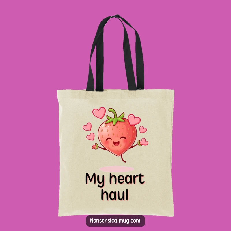 Funny Strawberry Juggling Hearts Tote Bag: Carry Your Love Everywhere!